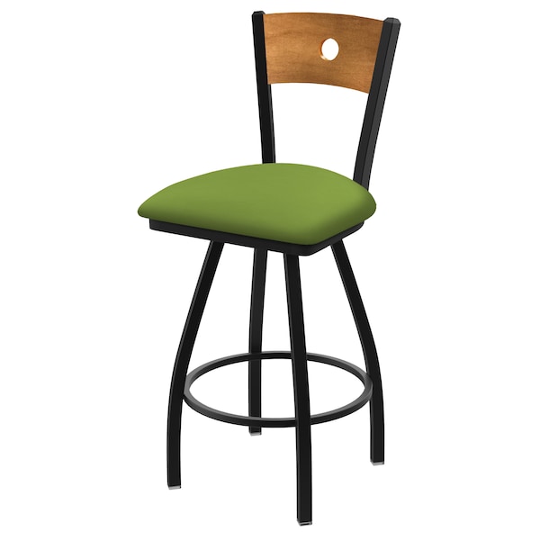 36" Swivel Counter Stool, Nickel Finish, Med Back, Canter Kiwi Green Seat